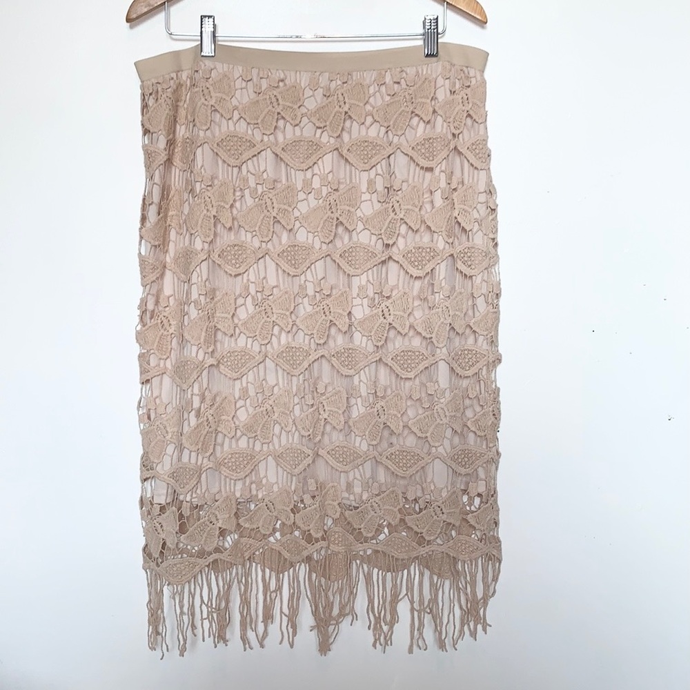 NWT Beige Light Brown Crochet MIDI Skirt